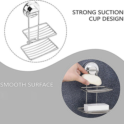 Shower Bar Holder Suction Basket Wall Mounted Stainless Steel Bathroom Soap Dish - Single Layer