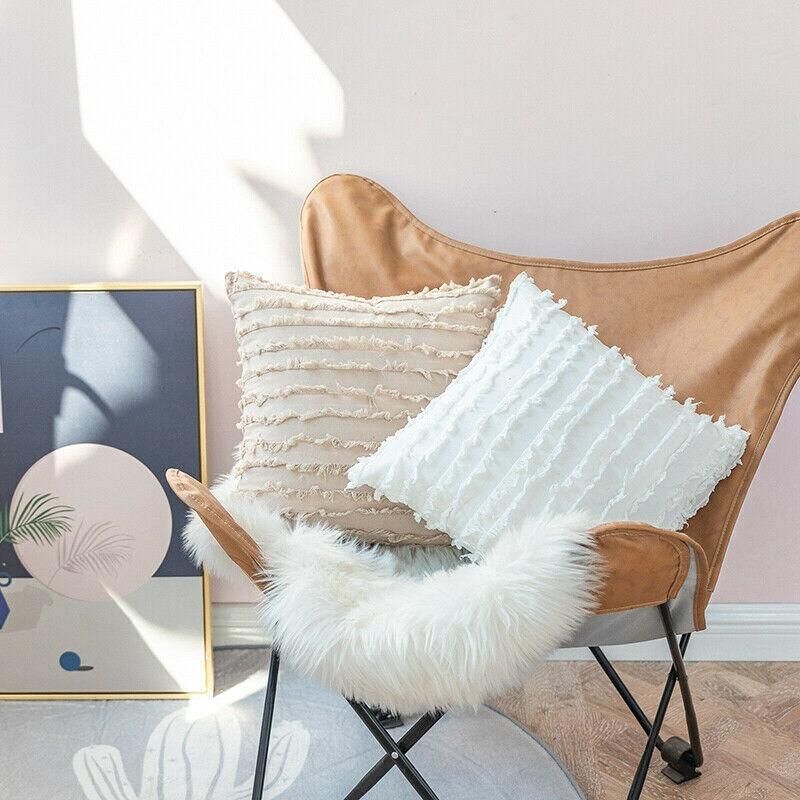 Boho Tassel Fringe Striped Cushion Cover Soft Home Decor Sofa Throw Pillow Case - Green