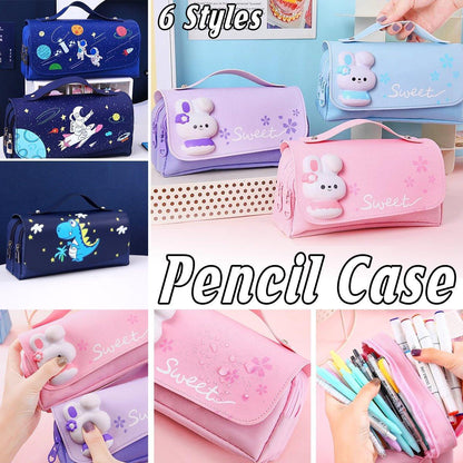 Functional Pencil Case Stationery Bag Pen Holder Storage Organizer for School - 03