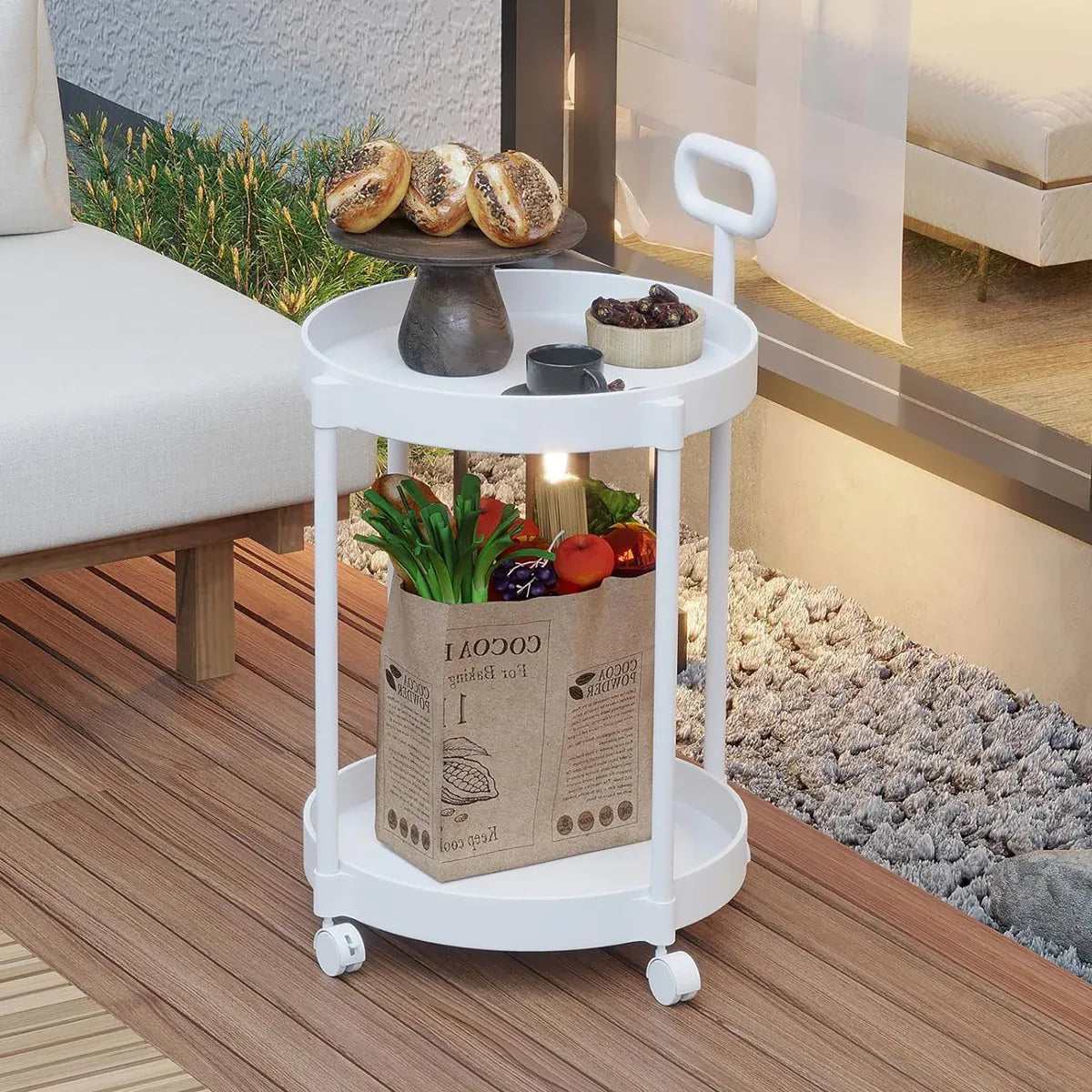 Cream Style Home Coffee Table Movable Creative Sofa Side Table Bedside Table