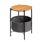 Round Side Table Bedside Storage Basket Modern Home Table with Storage Organizer