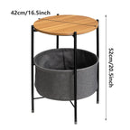 Round Side Table Bedside Storage Basket Modern Home Table with Storage Organizer