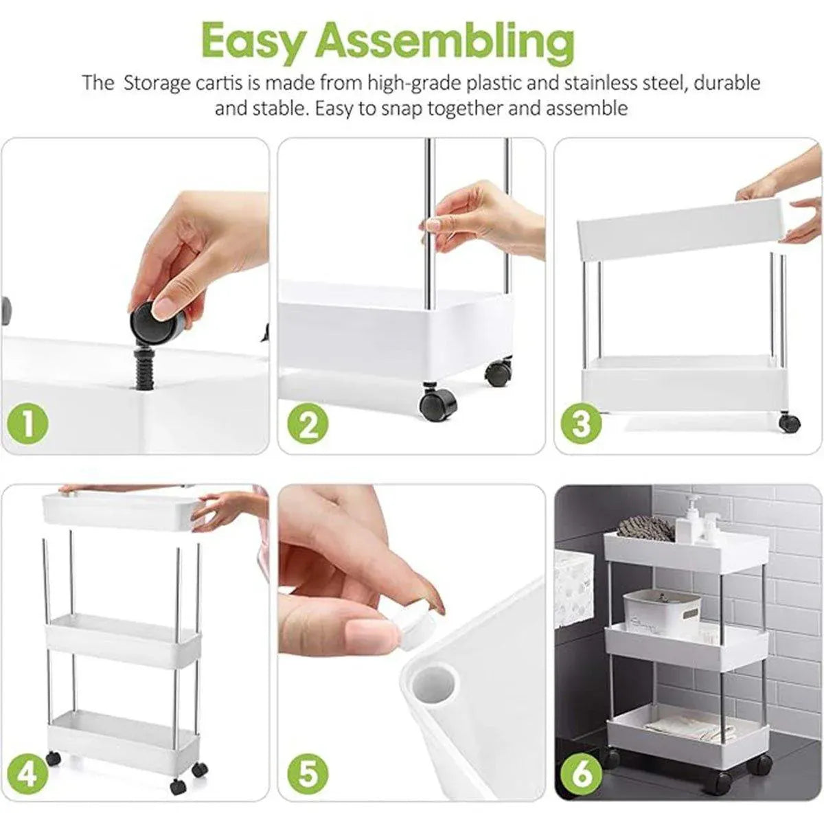 Multi Layer Rolling Storage Cart Kitchen Bathroom Organizer Shelf with Wheels - 4-Black