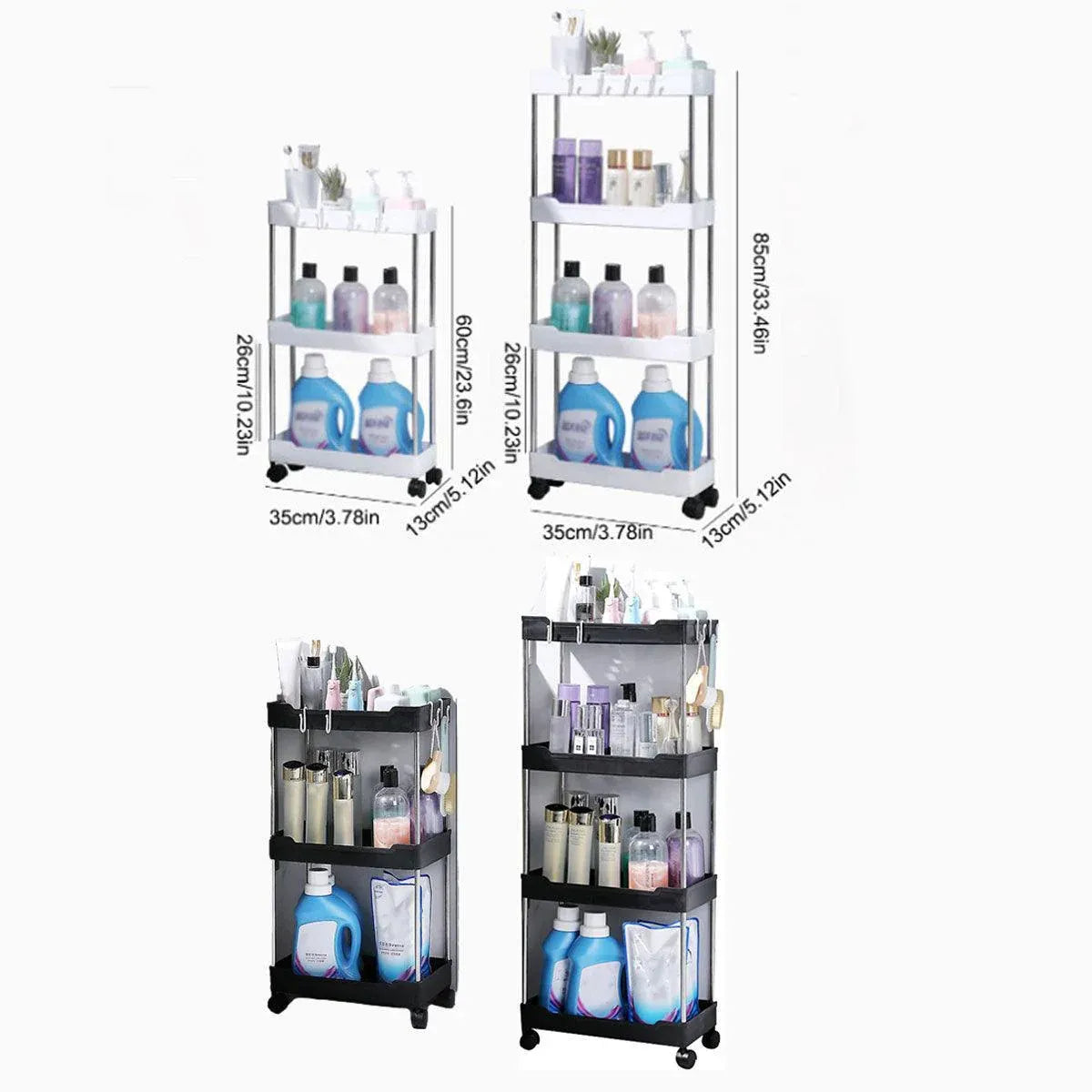 Multi Layer Rolling Storage Cart Kitchen Bathroom Organizer Shelf with Wheels - 4-White