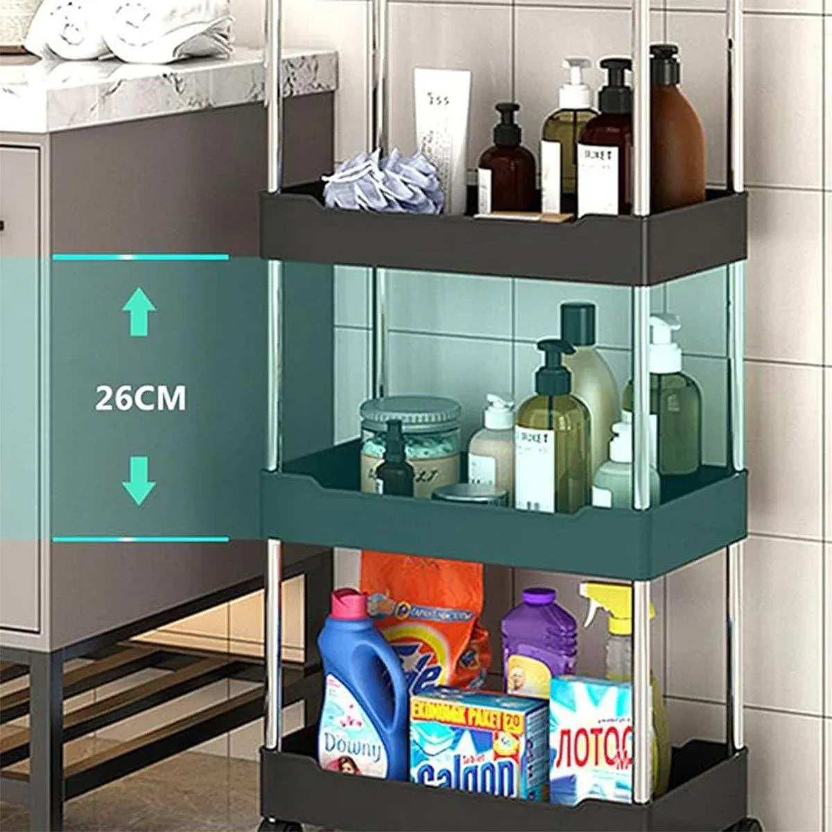 Multi Layer Rolling Storage Cart Kitchen Bathroom Organizer Shelf with Wheels - 4-White