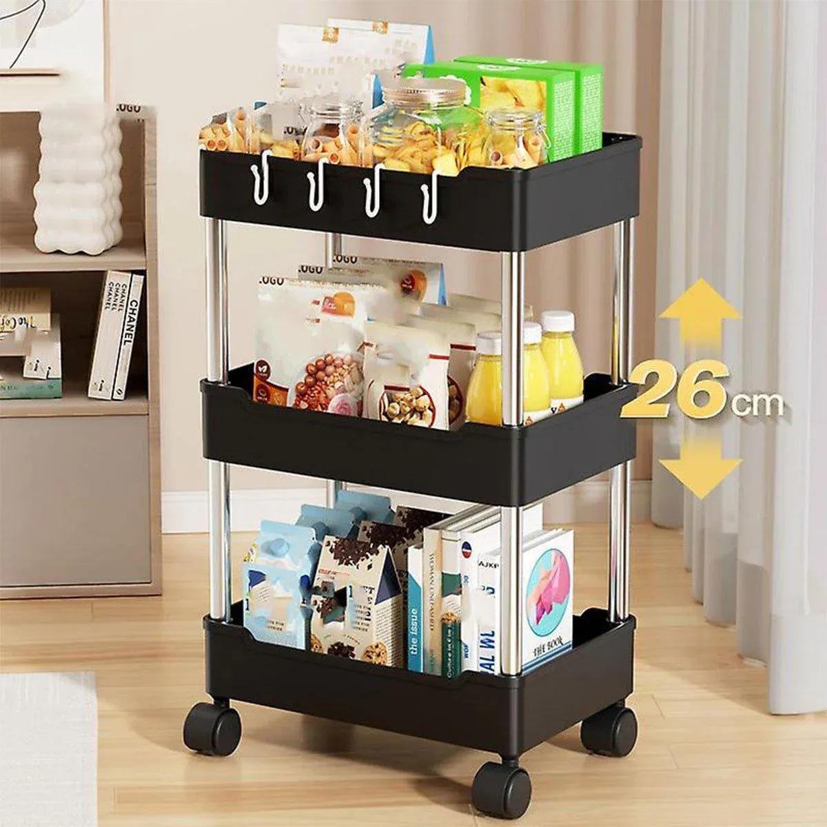 Multi Layer Rolling Storage Cart Kitchen Bathroom Organizer Shelf with Wheels - 4-White