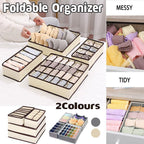 Drawer Organizer Set Foldable Storage Box Divider for Bra Underwear Closet 4pcs - Beige