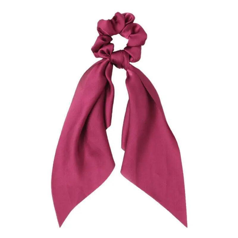 Chiffon Ponytail Scarf Bow Elastic Hair Rope Tie Scrunchies Ribbon Hair Bands - Grey