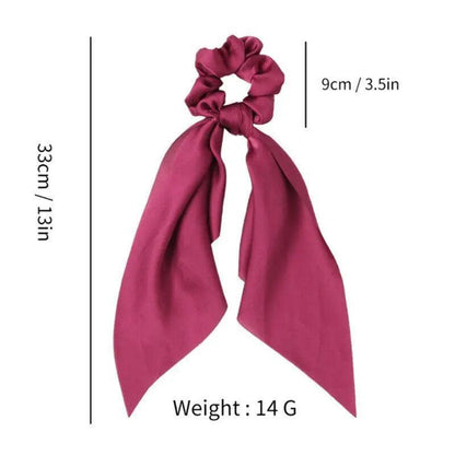 Chiffon Ponytail Scarf Bow Elastic Hair Rope Tie Scrunchies Ribbon Hair Bands - Grey