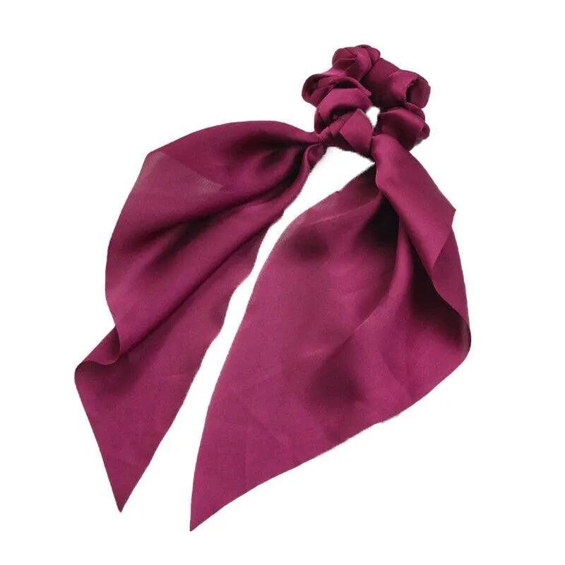 Chiffon Ponytail Scarf Bow Elastic Hair Rope Tie Scrunchies Ribbon Hair Bands - Grey