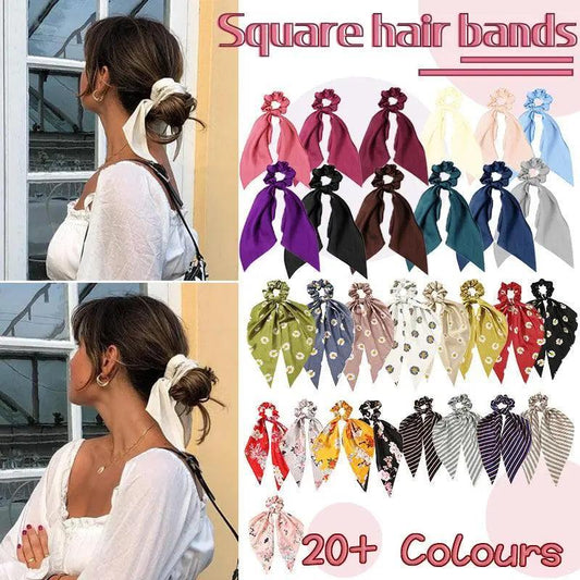 Chiffon Ponytail Scarf Bow Elastic Hair Rope Tie Scrunchies Ribbon Hair Bands - Pink