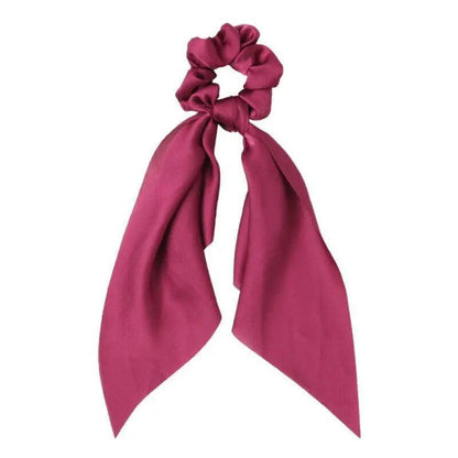 Chiffon Ponytail Scarf Bow Elastic Hair Rope Tie Scrunchies Ribbon Hair Bands - Black
