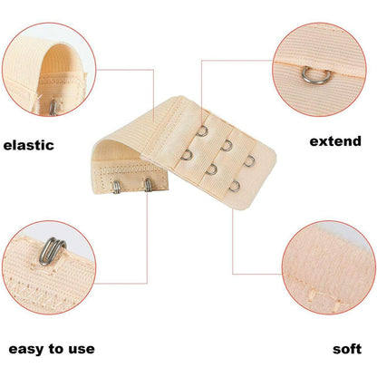 Maternity Strap Clip On Bra Extender Extension 2 Hooks Ladies Plus Size - Black