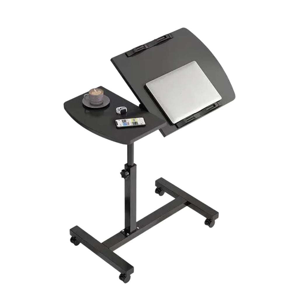 Bedside Table Mobile Height Adjustable Rotatable with Wheels Sturdy Durable