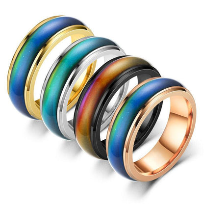 Mood Colour Changing Temperature Ring for Emotional Expression US Size 12 - Black