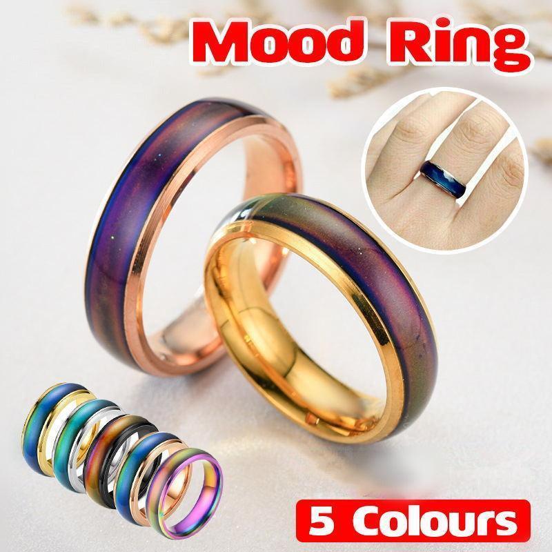 Mood Colour Changing Temperature Ring for Emotional Expression US Size 12 - Gold