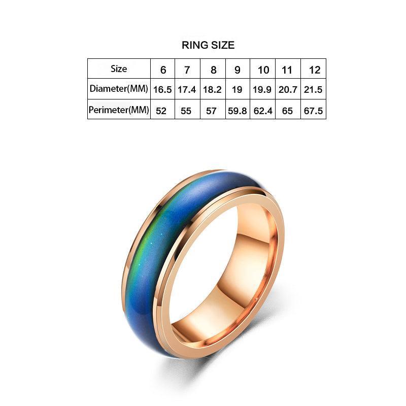 Mood Colour Changing Temperature Ring for Emotional Expression US Size 12 - Gold