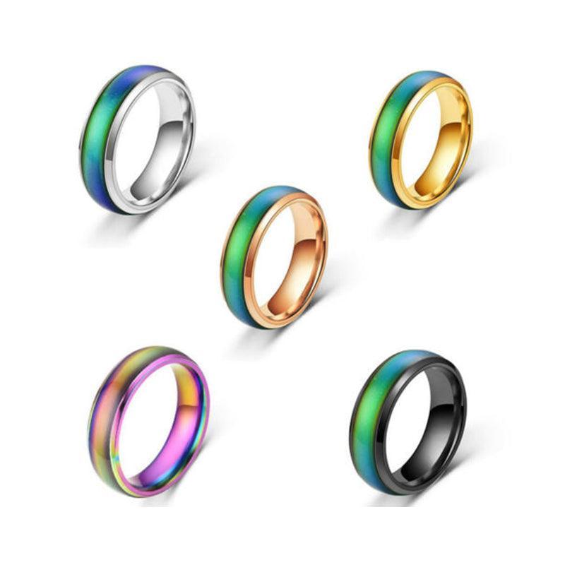 Mood Colour Changing Temperature Ring for Emotional Expression US Size 12 - Gold