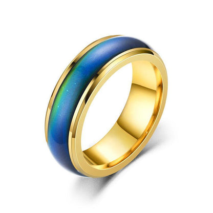 Mood Colour Changing Temperature Ring for Emotional Expression US Size 12 - Gold