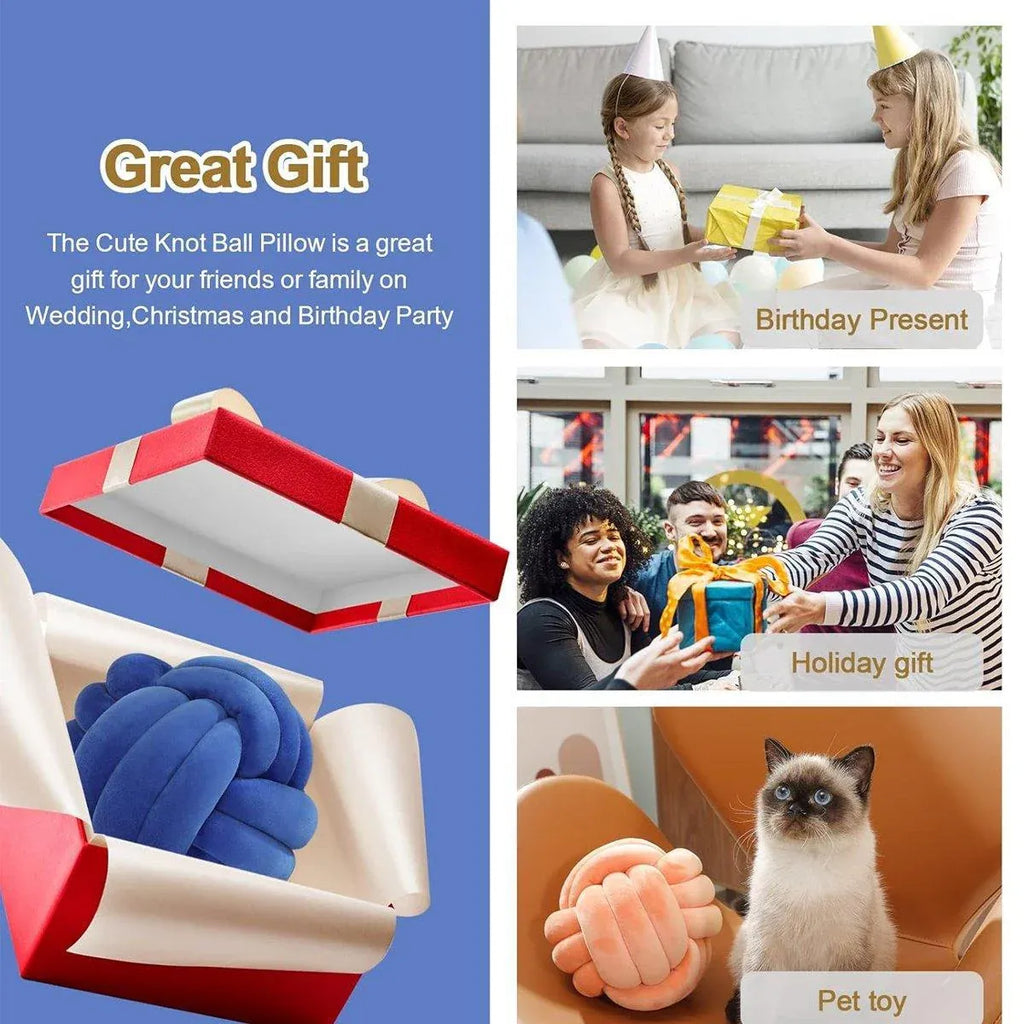 Three-Strand Braided Round Pillow Sofa Cushion Decorative Pillow for Living Room - Azure