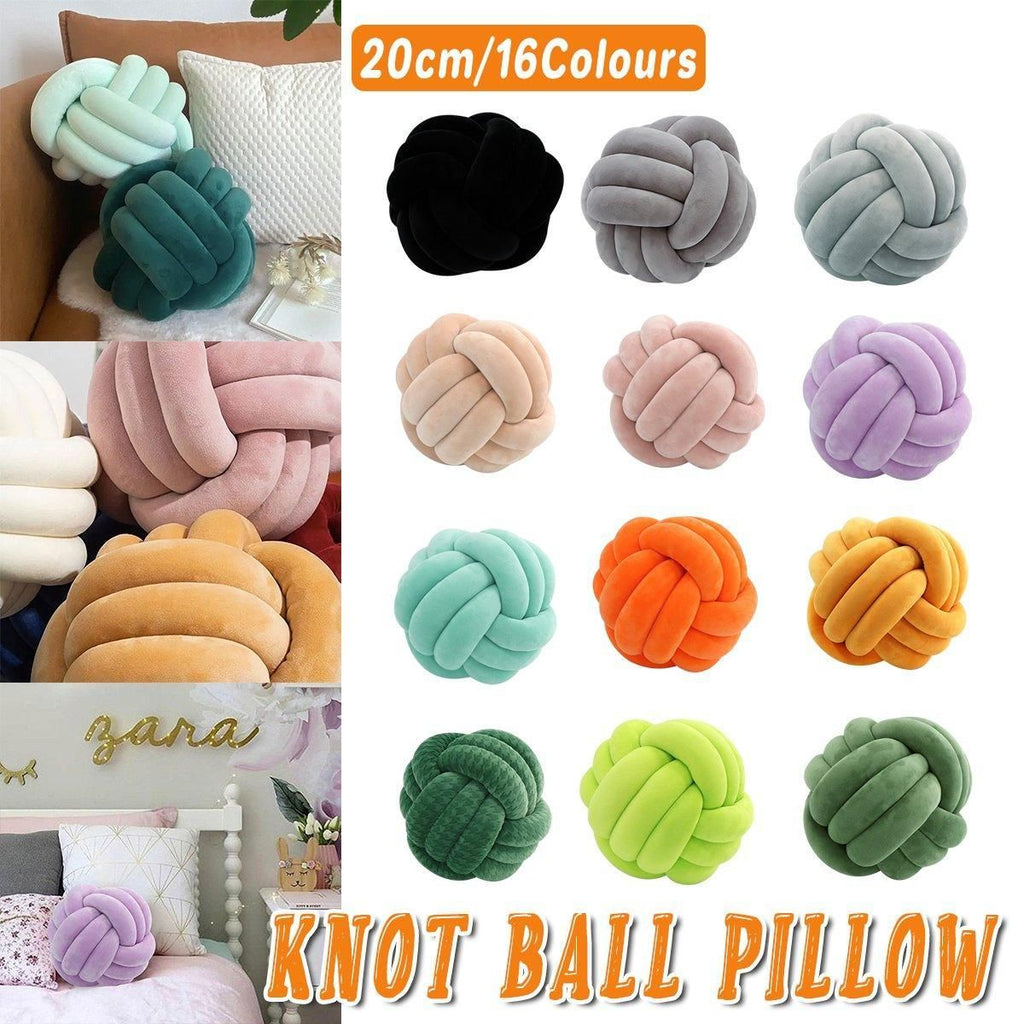 Three-Strand Braided Round Pillow Sofa Cushion Decorative Pillow for Living Room - Light Blue