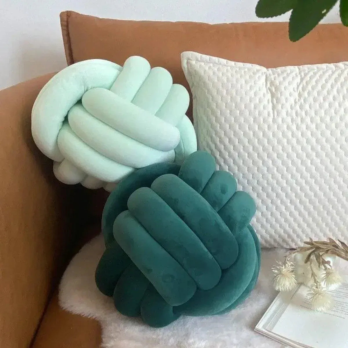 Three-Strand Braided Round Pillow Sofa Cushion Decorative Pillow for Living Room - Light Blue