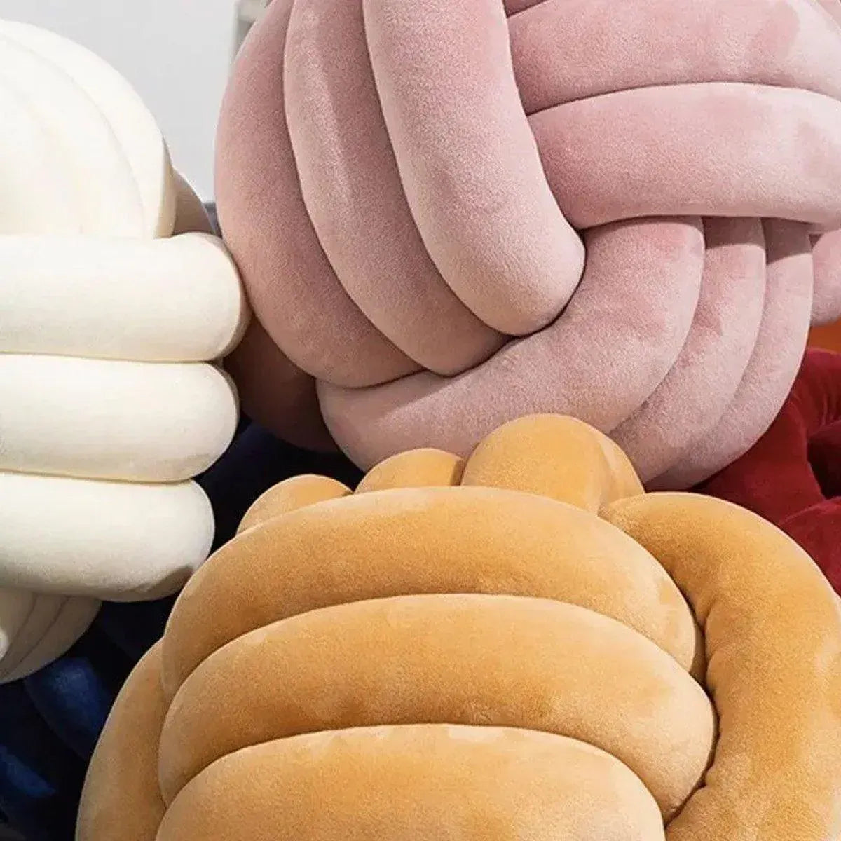 Three-Strand Braided Round Pillow Sofa Cushion Decorative Pillow for Living Room - Light Blue
