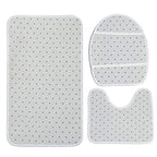 Washable Anti Slip Bathroom Mat Toilet Seat Lid Cover Pedestal Rug Bath Carpet - Set B