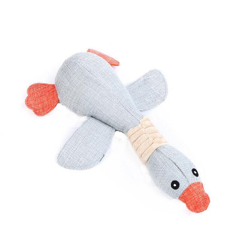 Squeaky Dog Toy Plush Chew Rope Pet Puppy Toys with Squeaker Crinkle for Teething - Grey Donkey