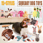 Squeaky Dog Toy Plush Chew Rope Pet Puppy Toys with Squeaker Crinkle for Teething - Light Blue Goose