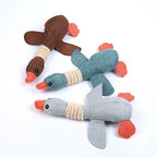 Squeaky Dog Toy Plush Chew Rope Pet Puppy Toys with Squeaker Crinkle for Teething - Light Blue Goose