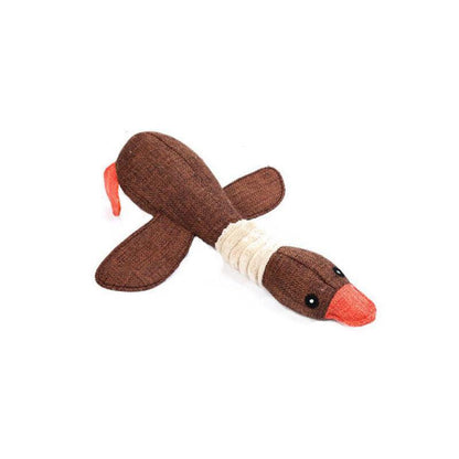 Squeaky Dog Toy Plush Chew Rope Pet Puppy Toys with Squeaker Crinkle for Teething - Light Blue Goose