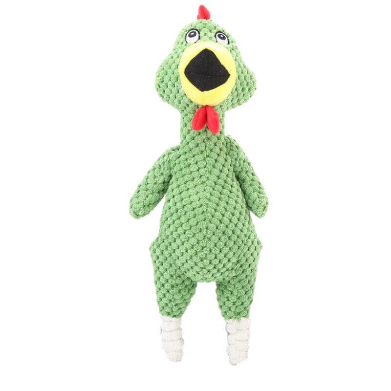Squeaky Dog Toy Plush Chew Rope Pet Puppy Toys with Squeaker Crinkle for Teething - Pink Chicken