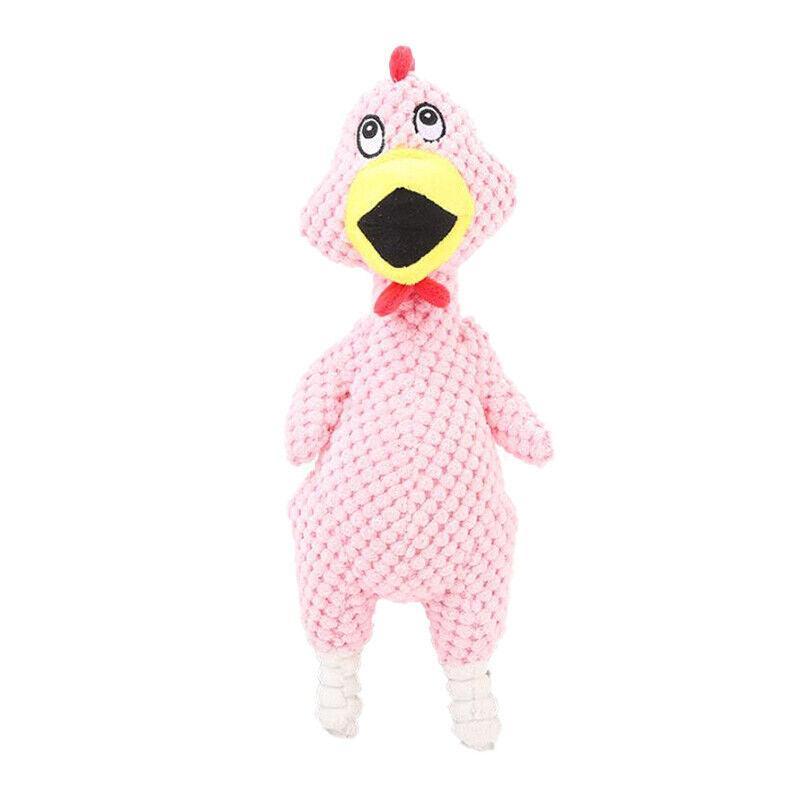 Squeaky Dog Toy Plush Chew Rope Pet Puppy Toys with Squeaker Crinkle for Teething - Yellow Chicken