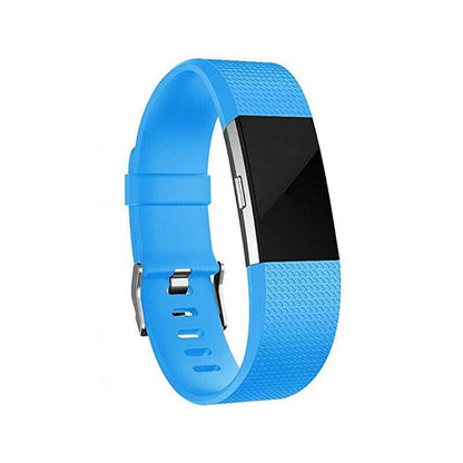 L Size Silicone Watch Wrist Sports Strap For Fitbit Charge Band Wristband Replacement - Lake Blue