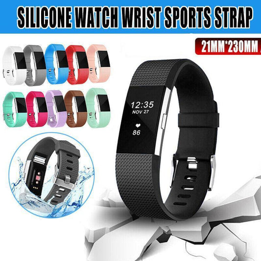 L Size Silicone Watch Wrist Sports Strap For Fitbit Charge Band Wristband Replacement - White
