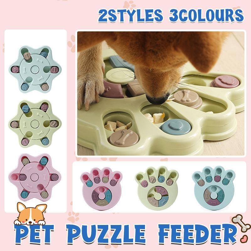 Dog Treat Dispenser Food Puzzle Toy Interactive Training Feeder Pet Supply Bowl - Claw-Pink