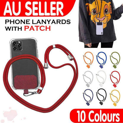 Adjustable Phone Lanyard with Patch for Most Cases Neck Strap Holder - Orange