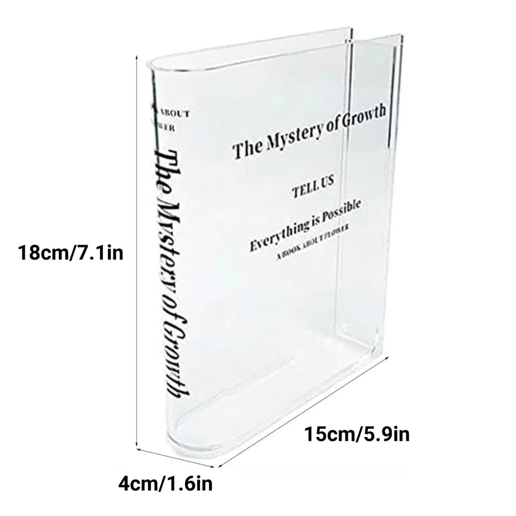Transparent Book Vase Flower Holder Acrylic Decorative Table Display Stand
