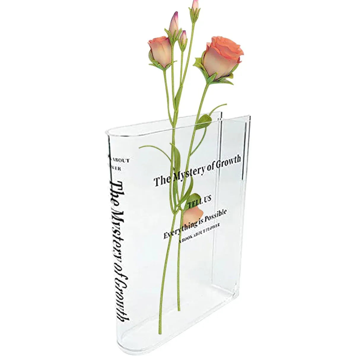 Transparent Book Vase Flower Holder Acrylic Decorative Table Display Stand