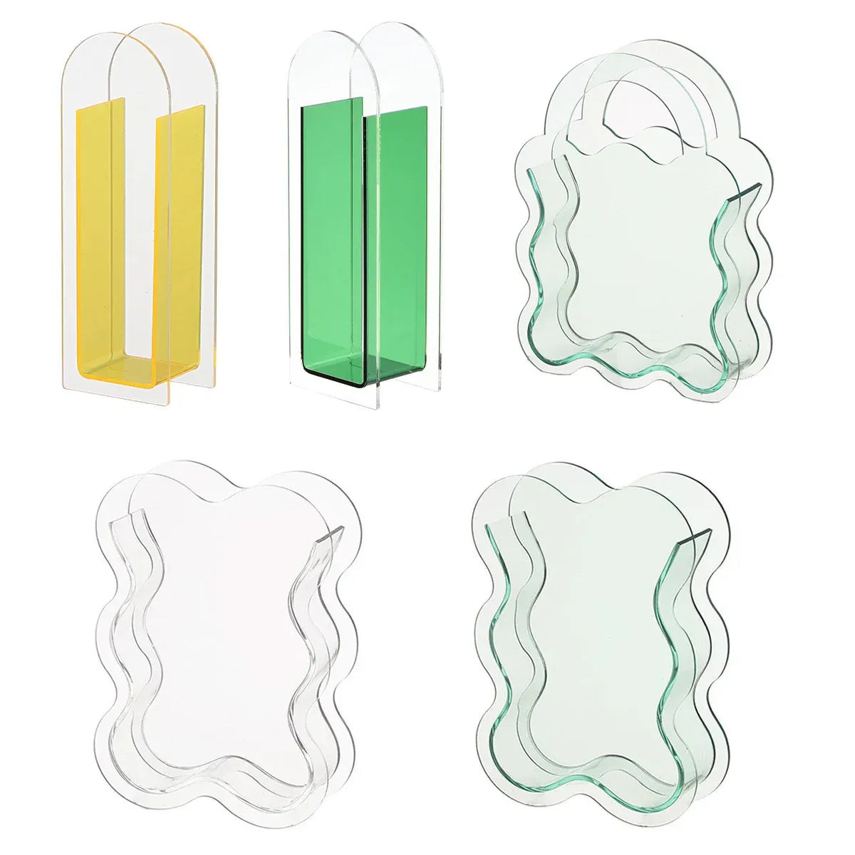 Creative Transparent Acrylic Vase Flower Ornament Dried Floral Display Tank - Green