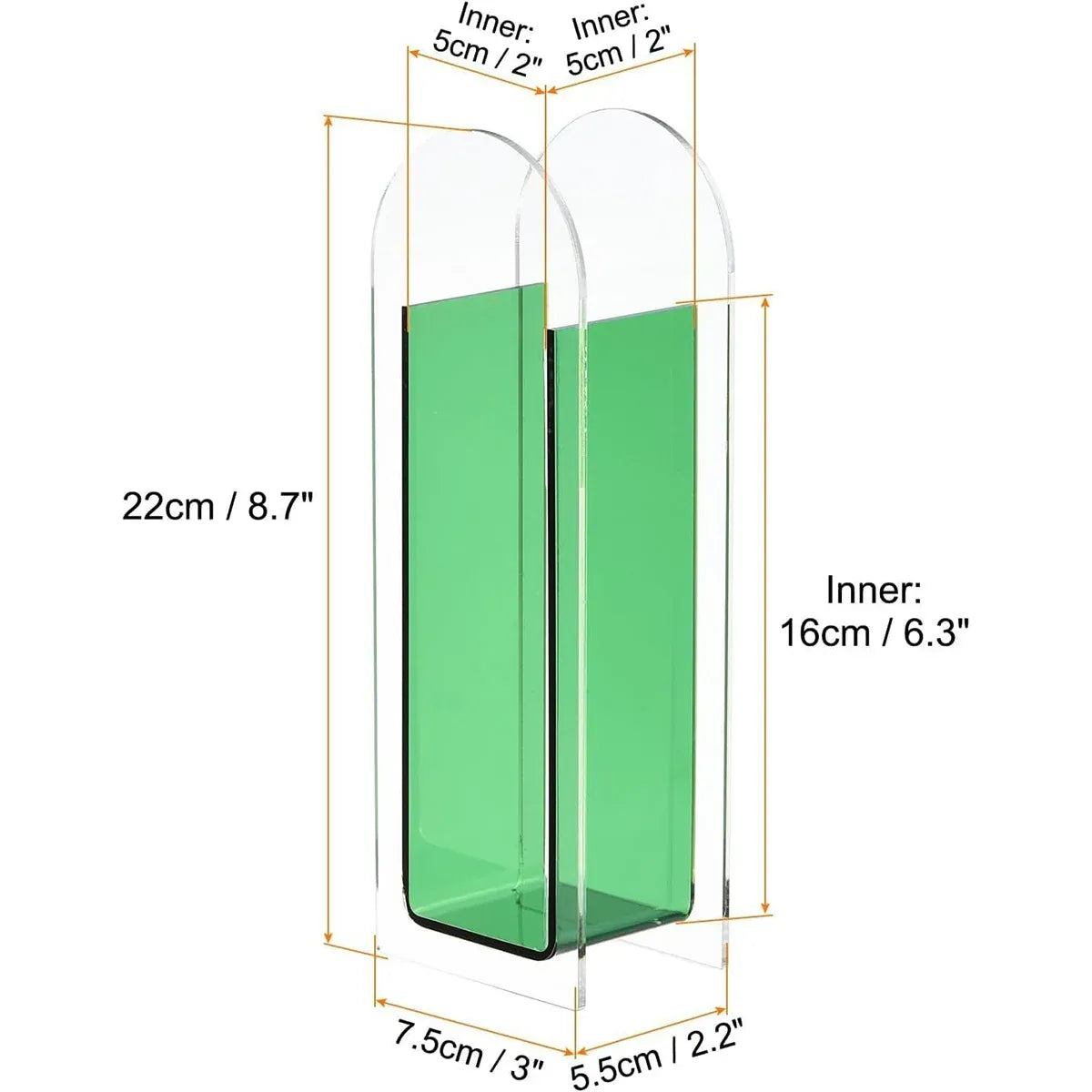 Creative Transparent Acrylic Vase Flower Ornament Dried Floral Display Tank - Green