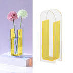 Creative Transparent Acrylic Vase Flower Ornament Dried Floral Display Tank - Wave pattern-Transparent