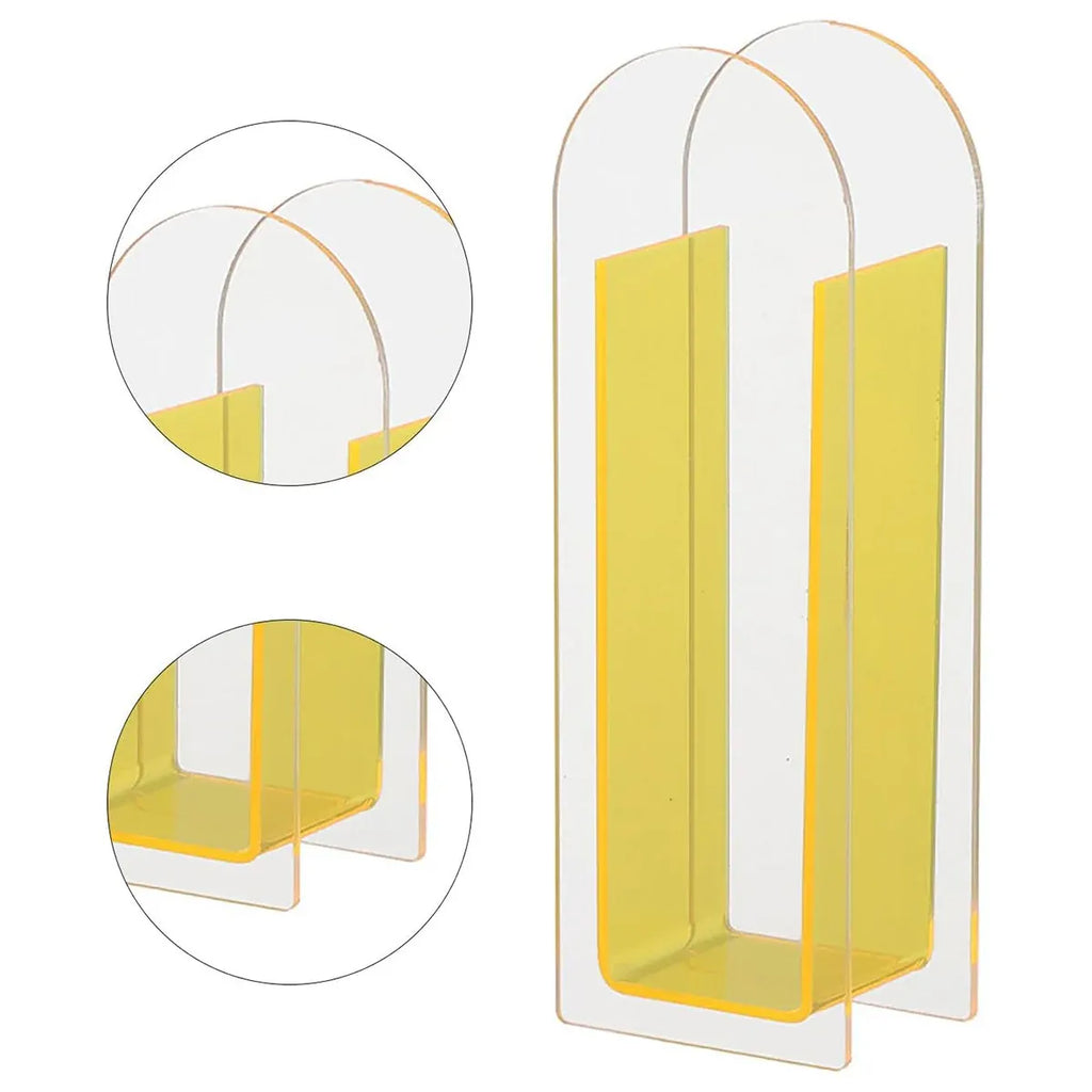 Creative Transparent Acrylic Vase Flower Ornament Dried Floral Display Tank - Wave pattern-Transparent