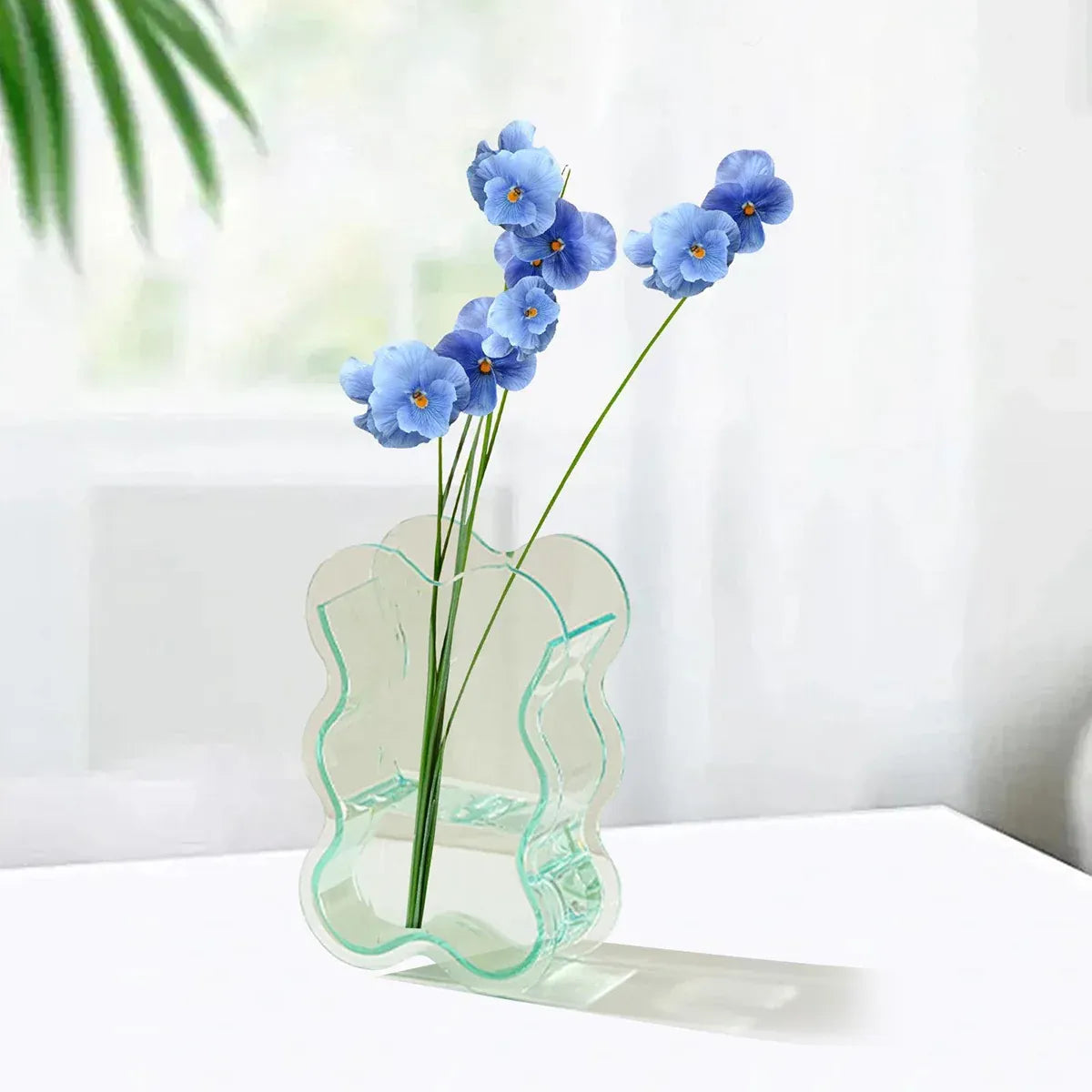 Creative Transparent Acrylic Vase Flower Ornament Dried Floral Display Tank - Wave pattern-Transparent