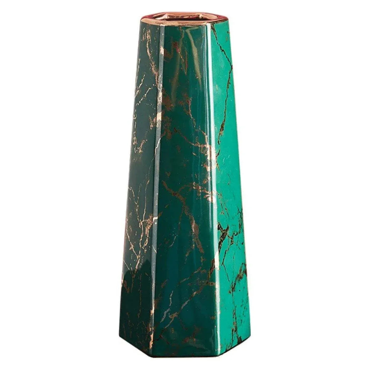 Marbled Ceramic Vase Simple Home Living Room Decor Flower Arrangement Piece