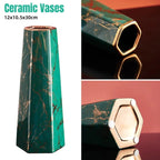 Marbled Ceramic Vase Simple Home Living Room Decor Flower Arrangement Piece