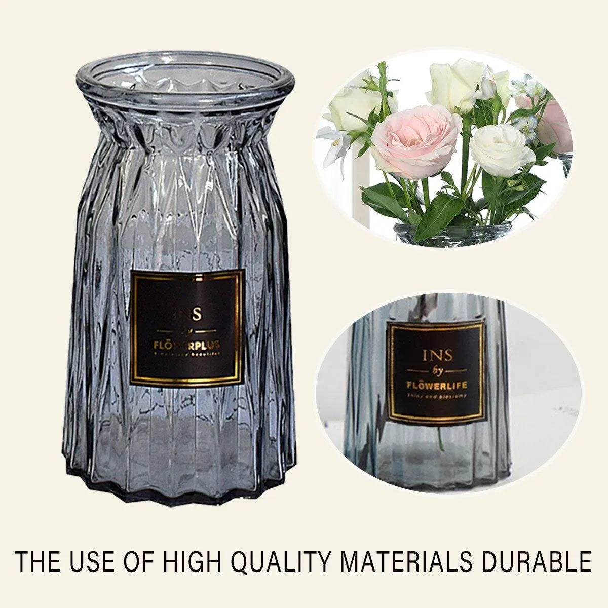 2 Pcs Glass Vase Hydroponic Flower Arrangement Vase for Living Room Decoration - Transparent