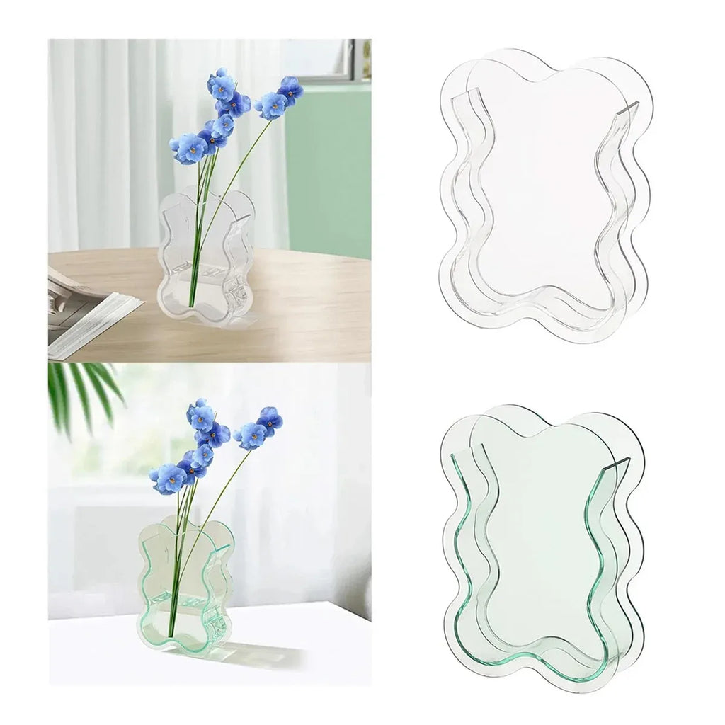 Creative Transparent Acrylic Vase Flower Ornament Dried Floral Display Tank - Yellow