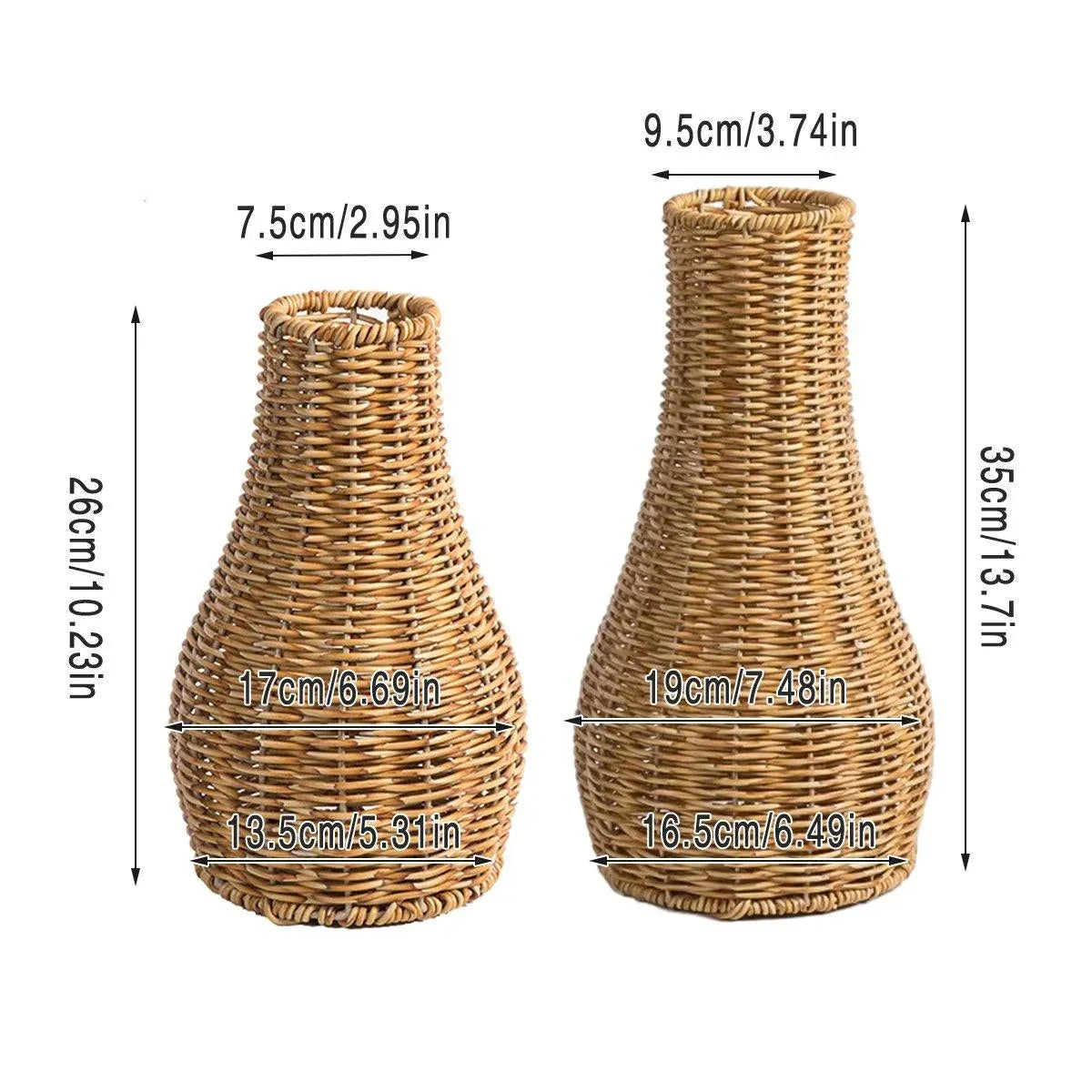 Imitation Rattan Woven Vase Decorative Flower Vase Arrangement for Home Decor - Small